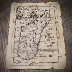 Madagascar Map Etch Pirates Aged Document Frame not included image 2