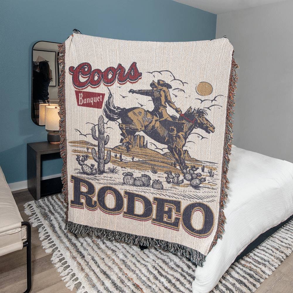 Coors Original Cowboy woven blanket, Western blanket, Rodeo gift for him, Original Coors blanket Gift