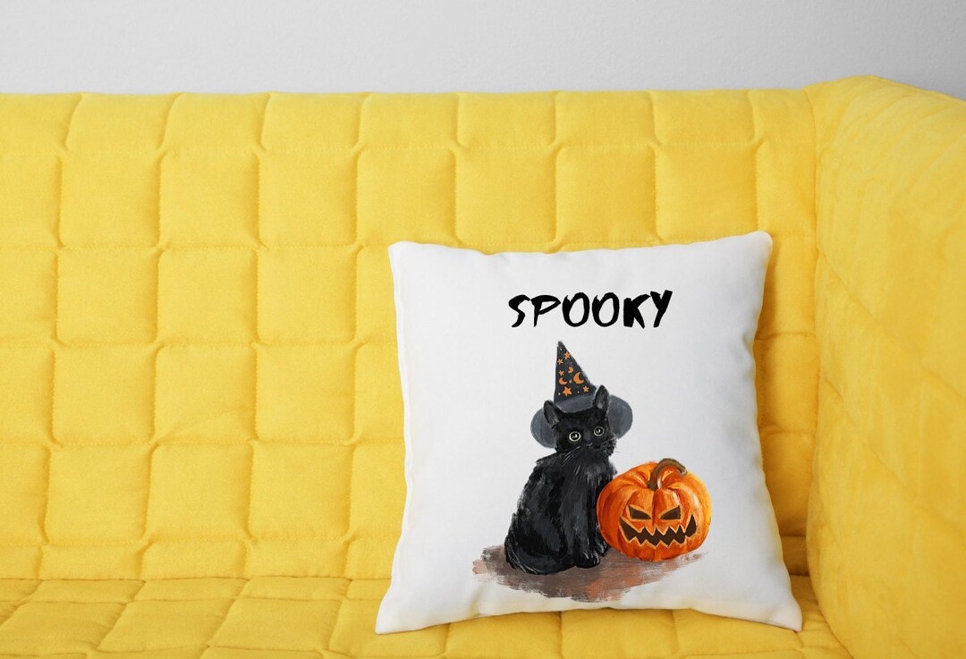 Halloween Cat Pillow Cat Lover Gift Halloween Decor Cat Lover Etsy