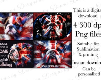 Brits, Engels, Bulldog, Union Jack, sublimatie, snijden, snijplankontwerpen, png digitale bestanden direct downloaden