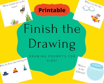 絵を完成させよう - 子供向けの印刷可能なお絵かきプロンプト | 印刷可能な子供向けアクティビティ | すぐにダウンロード