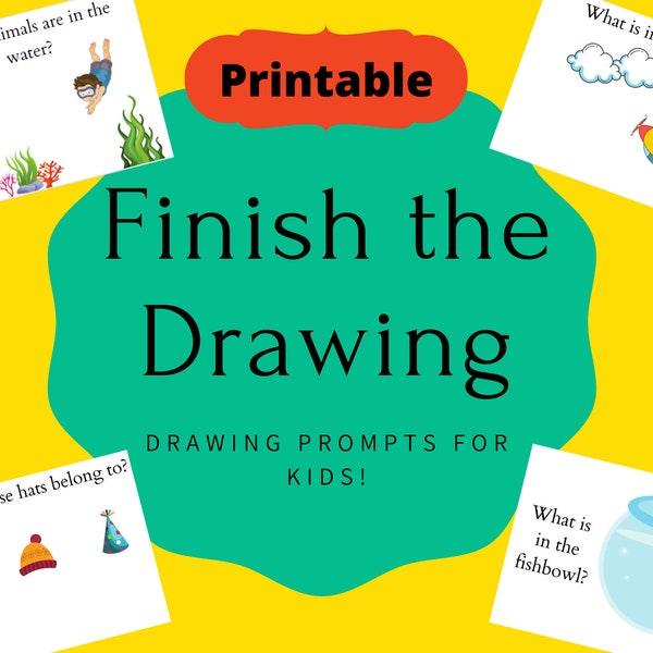 Finish the Drawing - Printable Drawing Prompts for Kids | Printable Kid Activities | INSTANT DOWNLOAD