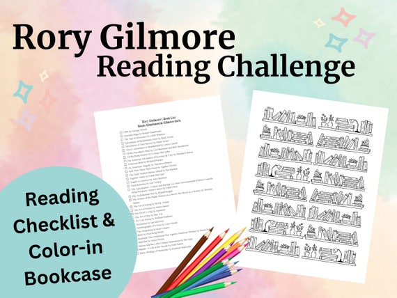 Rory Gilmore Reading Challenge | Rory Gilmore Printable Book List | Color-in Bookcase | 518 Books