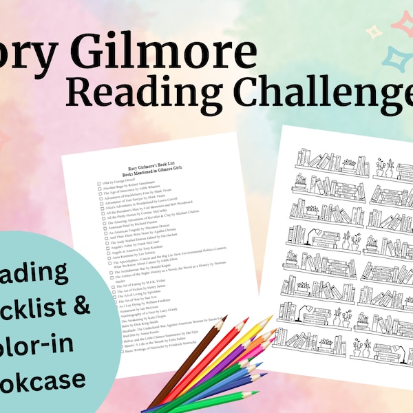 Rory Gilmore Reading Challenge | Rory Gilmore Printable Book List | Color-in Bookcase | 518 Books