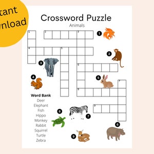 Picture Crossword Puzzle for Kids | INSTANT DOWNLOAD | School Word ...