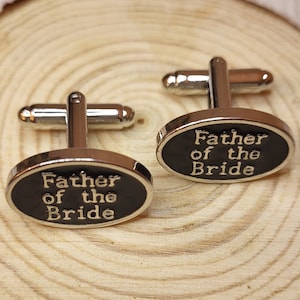 Gemelos del padre de la novia, regalos del novio, gemelos de la boda, regalos para él, regalos para papá, padre de la novia, gemelos, gemelos negros