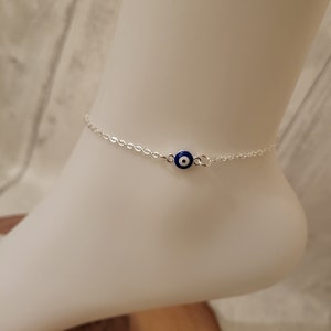 Evil Eye Anklet,Blue Evil Eye Anklet,Gold Dainty Anklet for Woman, Gold Beaded Anklet, Silver evil eye Anklet, Evil Eye Protection Anklet