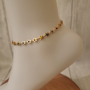 Blumen Decor Fußkette, Festival Schmuck, Zierliche Fußkette, Fußkettchen Armband, Ankle Armband Geschenk, Geburtstagsgeschenk, Fußkettchen Armband, Strandschmuck