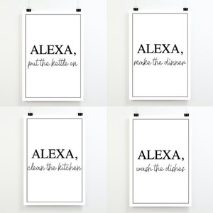 Alexa Prints, Kitchen Prints, Kitchen Print Bundle, Funny Prints, Housewarming Gifts, Wall Decor, Kitchen Decor, Home Gift, Wall Art