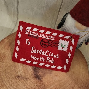 Carta de entrega especial a Papá Noel, sobre de fieltro rojo, cartas a Papá Noel, decoración del árbol de Navidad, decoraciones navideñas, decoración navideña, Navidad 2024