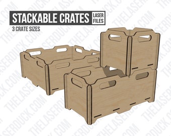 Skrzynie składane | Przechowywanie i organizacja | Pliki cyfrowe cięte laserowo SVG + DXF + więcej | Gotowe do Glowforge