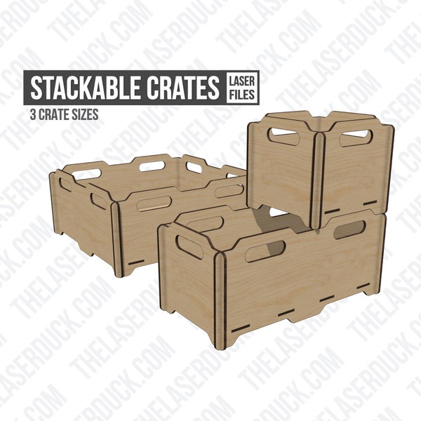 Stackable Crates | Storage & Organizing | Laser Cut Digital Files SVG + DXF + More | Glowforge Ready
