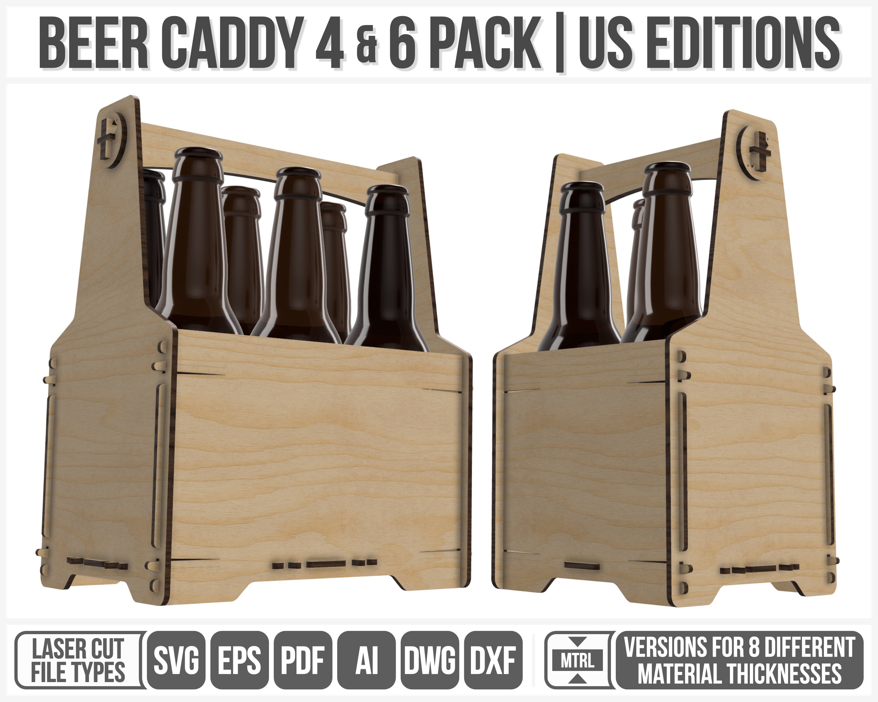Beer Caddy 4pack & 6pack US Editions Laser Cut Files Etsy