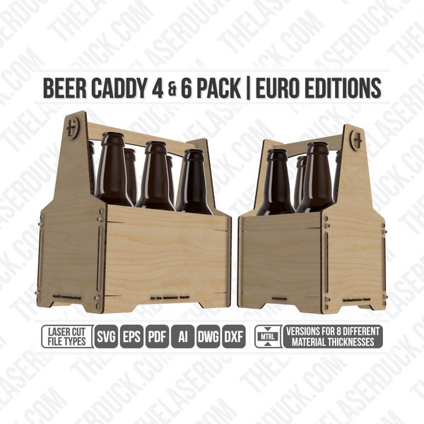 Beer Caddy | 4-Pack & 6-Pack | Euro Editions | Laser Cut Files