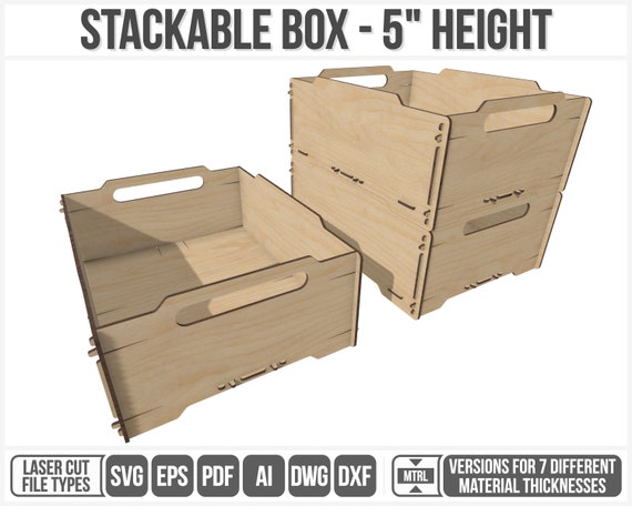 Stackable Storage Boxes, Laser Cut Files Graphic by atacanwoodbox ·  Creative Fabrica