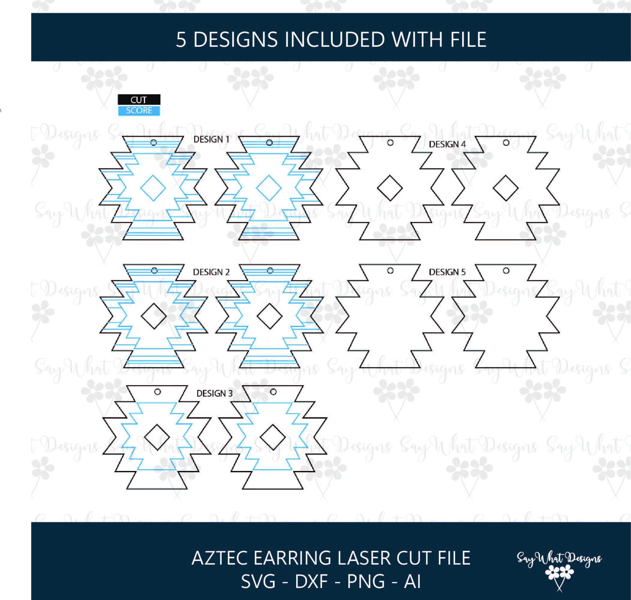 Aztec Style Earring SVG, DXF, Laser Cut File - Etsy