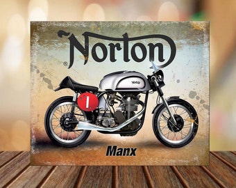 Triumph Isle Of Man TT Black Cast Iron Sign Plaque Manx Norton Motorcycles 