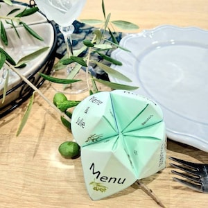Menu Cocotte en papier pour mariage, bapteme anniversaire