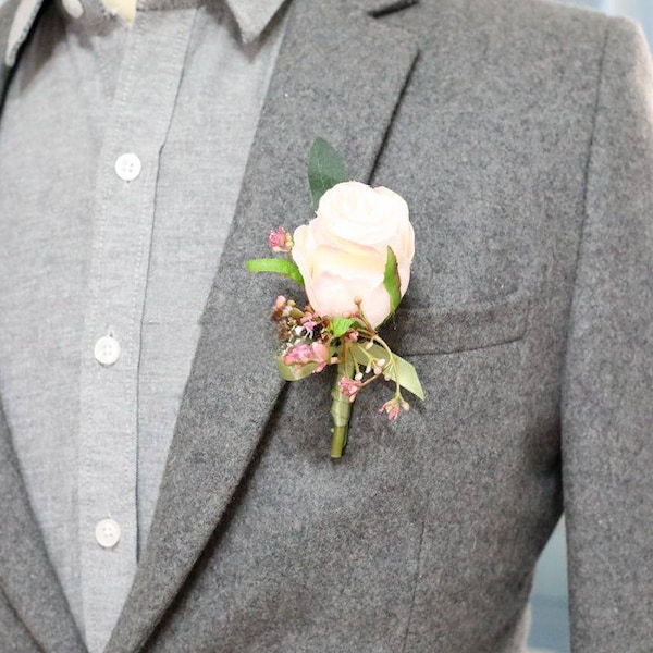 Boutonnière corsage broche rose Atelier Melythier