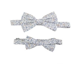 Set of liberty blue flower bow ties Adult and child / father-son François Collection