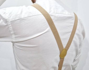 Adult suspenders in beige elastic Atelier Melythier