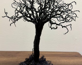 Black Wire Tree of life Sculpture, Handmade Halloween tree, Gothic