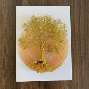Carte de voeux Arbre de vie, fil de cuivre, glands, bonsaï, sympathie, rétablissement, anniversaire ou tout jour où vous devez dire je t'aime