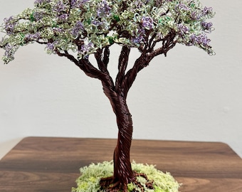 Flowering Wire Tree Sculpture Handmade Tree of Life, Spring Blossom