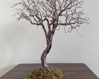 Scultura di albero in filo di alluminio, decorazione autunnale fatta a mano