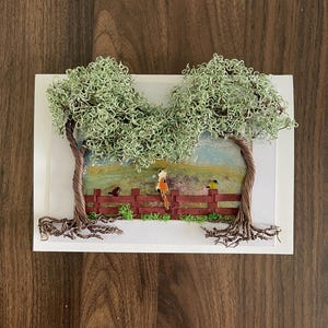 Carte de voeux Arbre de vie, oiseaux, chat, art métallique, bonsaï, sympathie, rétablissement, anniversaire ou tout jour où vous devez dire je t'aime