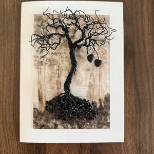 Tree of Life Greeting Card, Hearts, Wire Art, Bonsai Tree, Sympathy, Get Well, Anniversary, Halloween, Any Day You Need to Say I Love You
