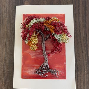 Arbre de vie d'automne, carte de voeux, coeur, art métallique, bonsaï, sympathie, rétablissement, anniversaire ou tout jour où vous devez dire je t'aime