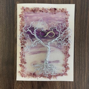 Carte de voeux Arbre de vie, infini, coeur, art métallique, bonsaï, sympathie, rétablissement, anniversaire ou tout jour où vous devez dire je t'aime