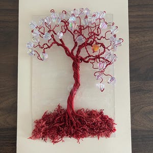Cartão de felicitações da Árvore da Vida, corações, arte em arame, árvore bonsai, simpatia, melhoras, aniversário, dia dos namorados, qualquer dia em que você precise dizer eu te amo