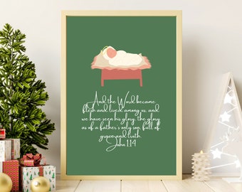 Baby Jesus Print | Digital Download | Catholic Gift | Christian Gift | Christmas Gift | Digital Art | Christmas Art | Home Décor