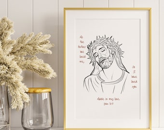 Abide in Me | Digital Download | Catholic Gift | Christian Gift | Liturgical Living | Digital Art | Lent Art | Bible Verse Wall Art