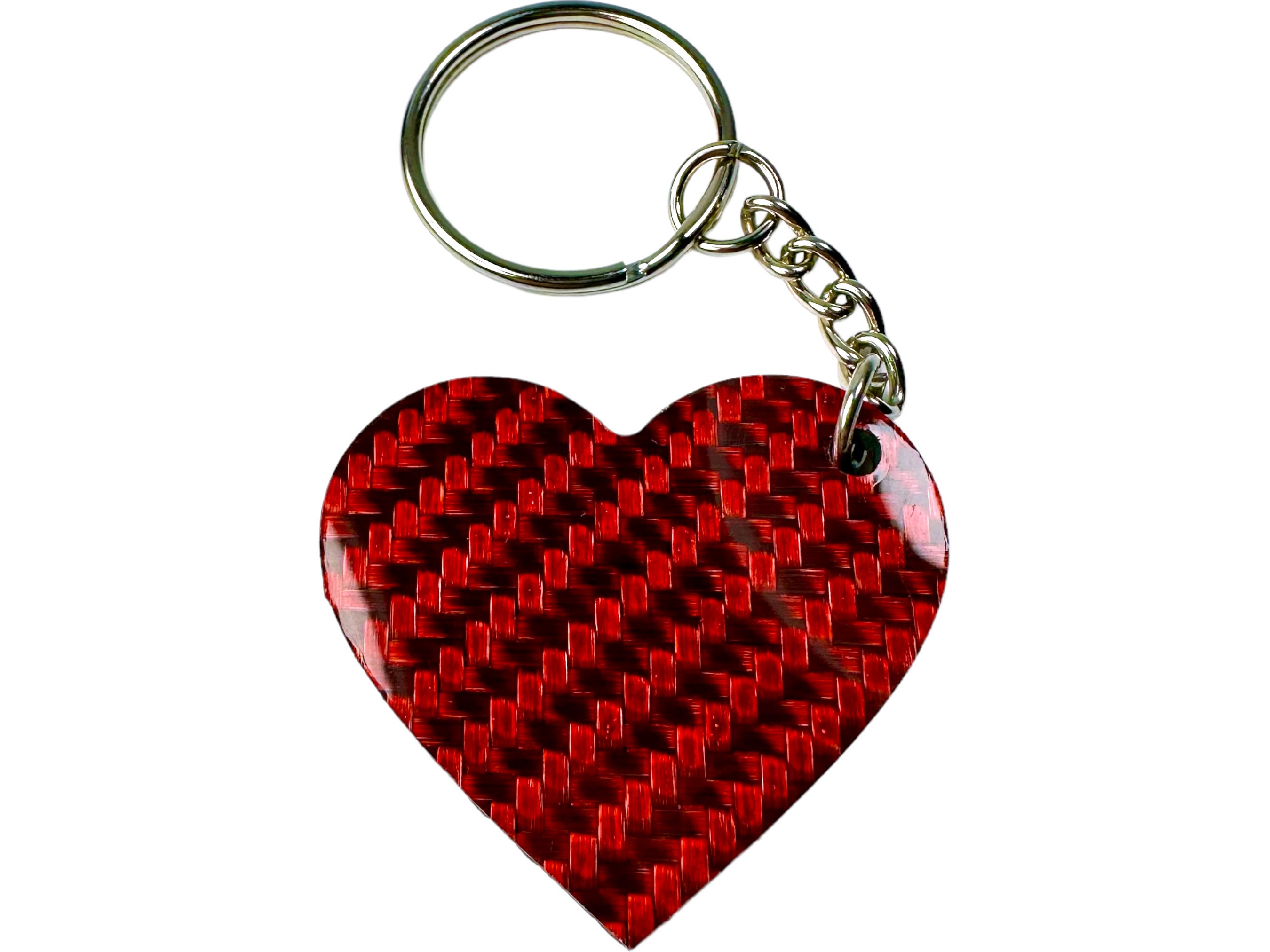 Red Carbon Fiber Heart Keychain 