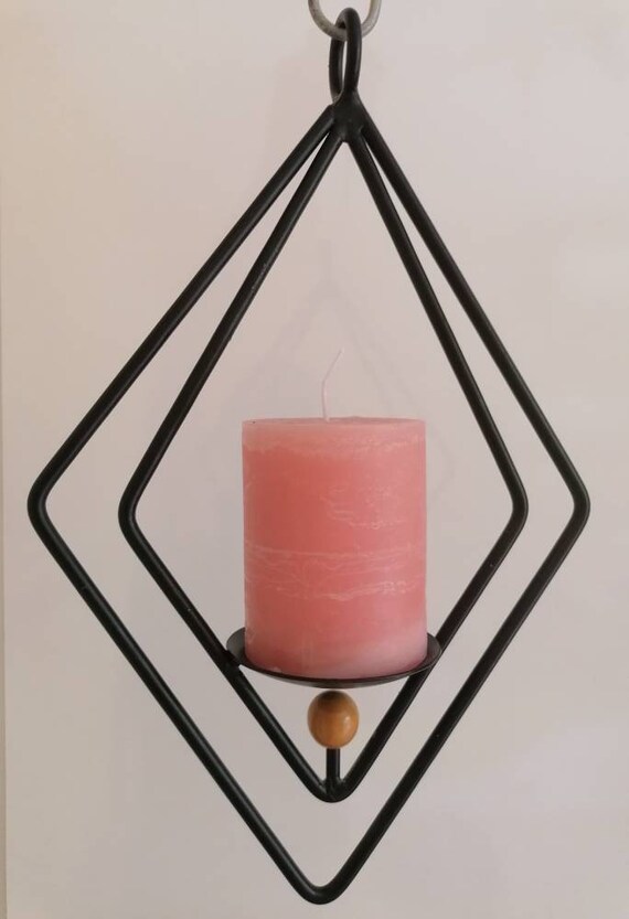 Metal Hanging Pillar Candle Stand. Iron Candle Holder. Spike Etsy