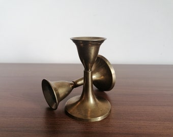 Vintage Brass Pair Candleholders. Elegant Brass Candlesticks. Set of two brass candle holders.