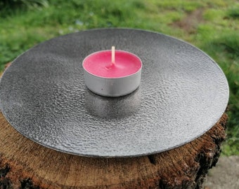 6th/11th Anniversary Gift. Iron Plate. Gift for her. Gift for Him. Candle holder. Candle Plate Holder. Round Tray. Tealight Candle Tray.