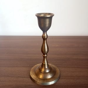 Vintage 5 &quot; tall brass candlestick. Elegant candleholder for one taper candle. Vintage brass candle holder.