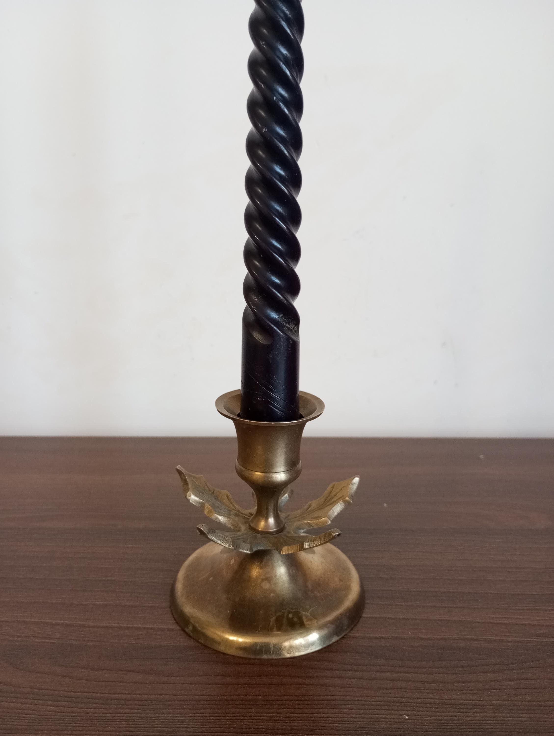 OwnMy Vintage Bronze Taper Candle Holder - 4.5 Inch Tall With Carry Handle & Drip Tray (Table Centerpiece)