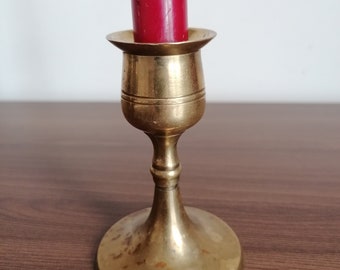 Vintage Brass Candlestick: Elegant Taper Candle Holder, 4" Tall