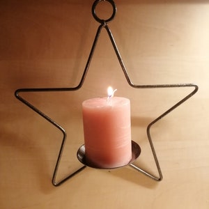 Metal hanging  star candle holder. Iron candle stand. Spike candleholder for pillar candle.