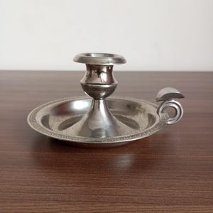 Vintage Chamber Candlestick. Candle holder  with finger loop. Candlestick.