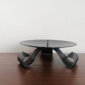 Metal pillar candle stand. Spike candleholder. Tripod candleholder for one pillar candle. 5 inches diameter candle holder for chunky candle.