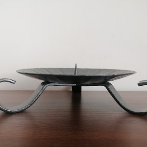 Iron candlestick for pillar candle. Candle stand with a spike. 7 inches diameter candle holder. Accessories for serenity.