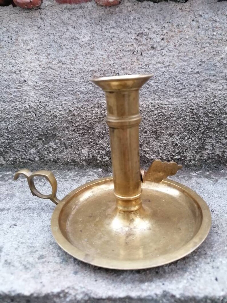 Vintage Brass Candlestick for Thin Candle. 4 33/11 Cm Tall Adjustable