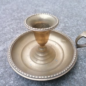 Vintage Brass Chamber Candlestick. Brass Candle holder  with finger loop. Candlestick - Brass.