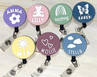 Personalised Badge reel/Badge Holder pastel colors, add your name